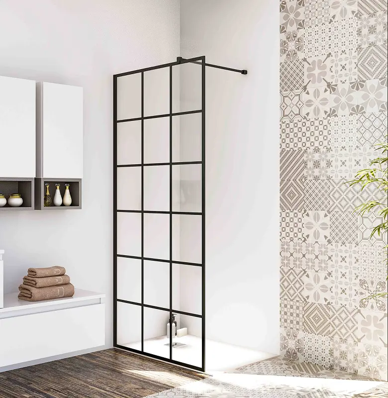 Mampara cristal fijo en Mallorca MC | mampara con cuarterones